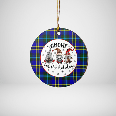 Clan Weir Modern Tartan Tartan Crest Gnome Round Ceramic Ornament