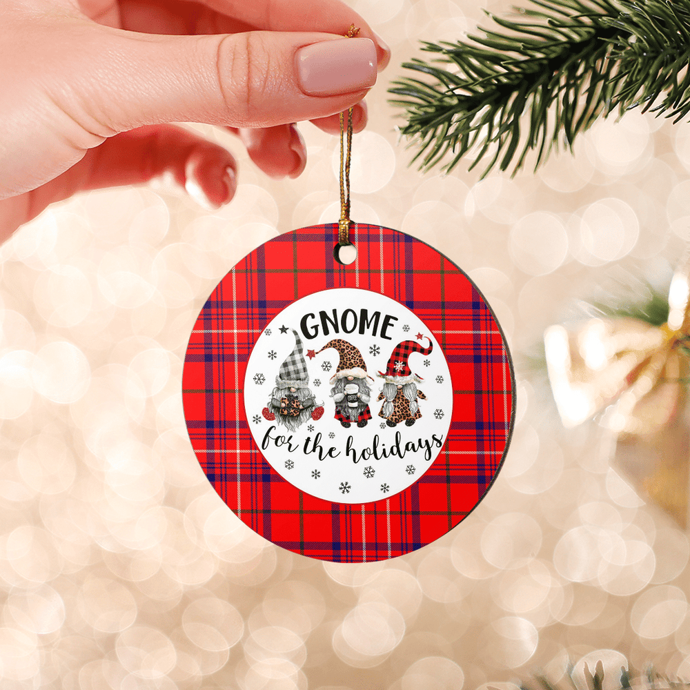 Clan Rose Tartan Tartan Crest Gnome Round Ceramic Ornament RU28 Rose Tartan Tartan Christmas   