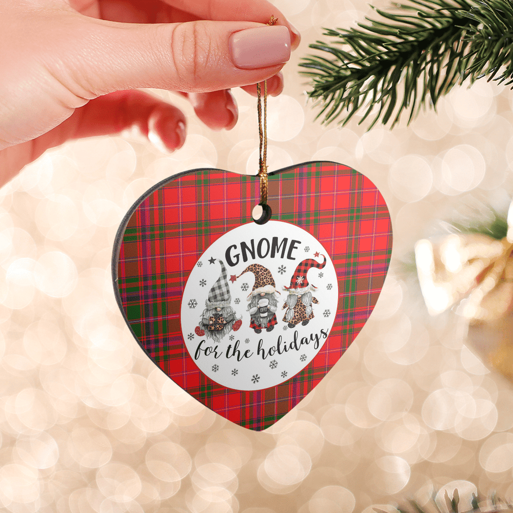 Clan MacDougall Modern Tartan Tartan Crest Gnome Heart Ceramic Ornament PN26 MacDougall Modern Tartan Tartan Christmas   