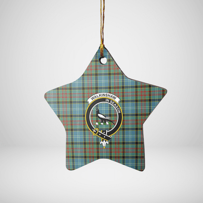 Clan Walkinshaw Tartan Crest Star Ceramic Ornament