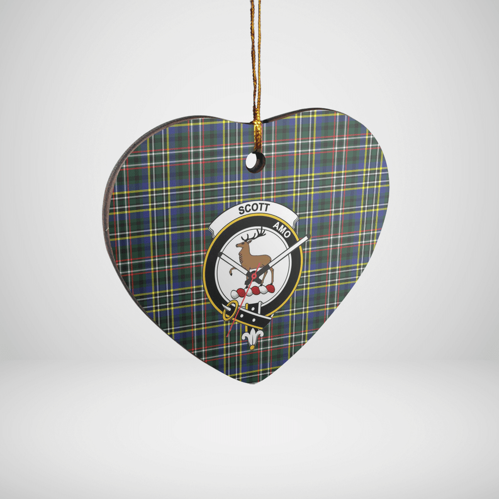 Clan Scott Green Modern Tartan Crest Heart Ceramic Ornament OV87 Scott Green Modern Tartan Tartan Christmas   