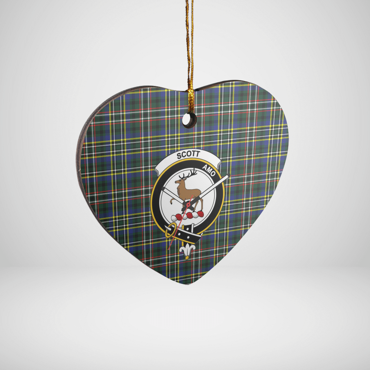 Clan Scott Green Modern Tartan Crest Heart Ceramic Ornament OV87 Scott Green Modern Tartan Tartan Christmas   