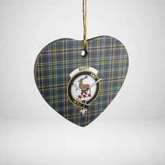 Clan Scott Green Modern Tartan Crest Heart Ceramic Ornament OV87 Scott Green Modern Tartan Tartan Christmas   