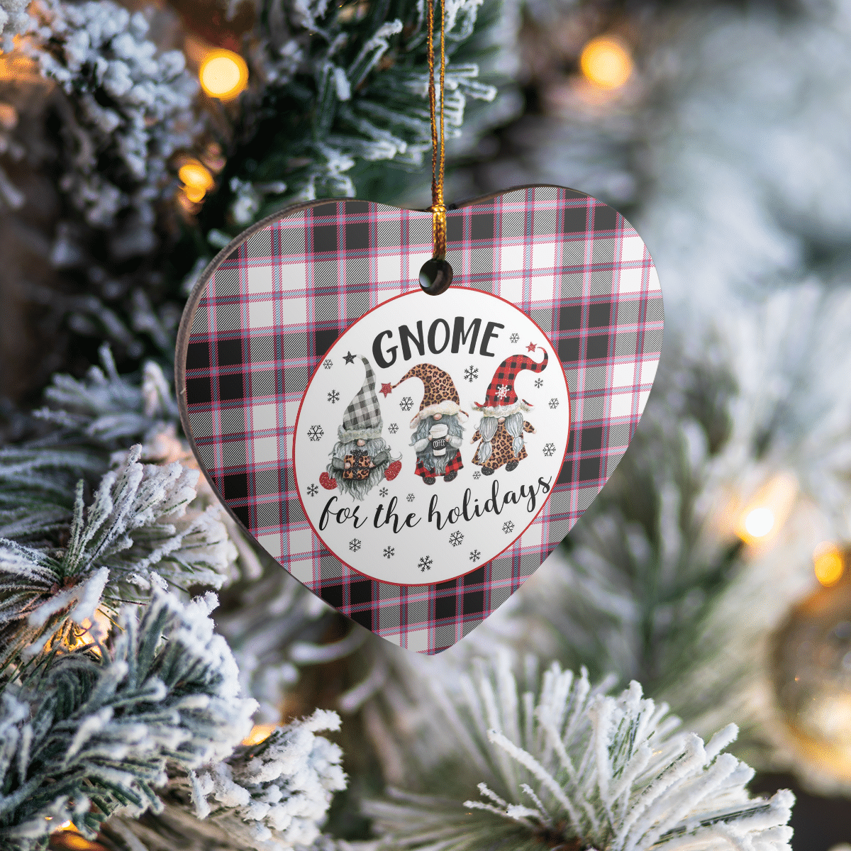 Clan MacPherson Hunting Modern Tartan Tartan Crest Gnome Heart Ceramic Ornament OM85 MacPherson Hunting Modern Tartan Tartan Christmas   