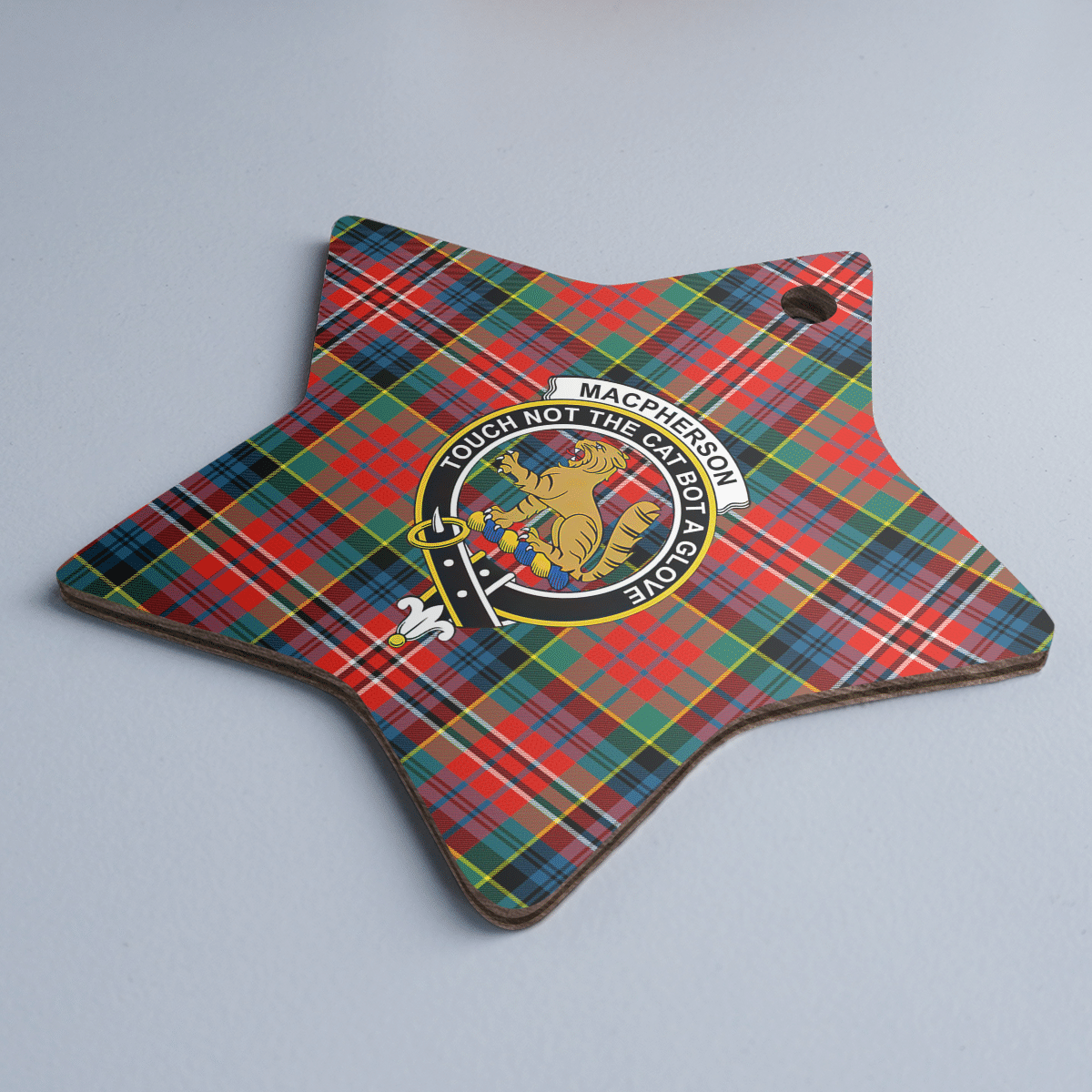 Clan MacPherson Ancient Tartan Crest Star Ceramic Ornament PK62 MacPherson Ancient Tartan Tartan Christmas   