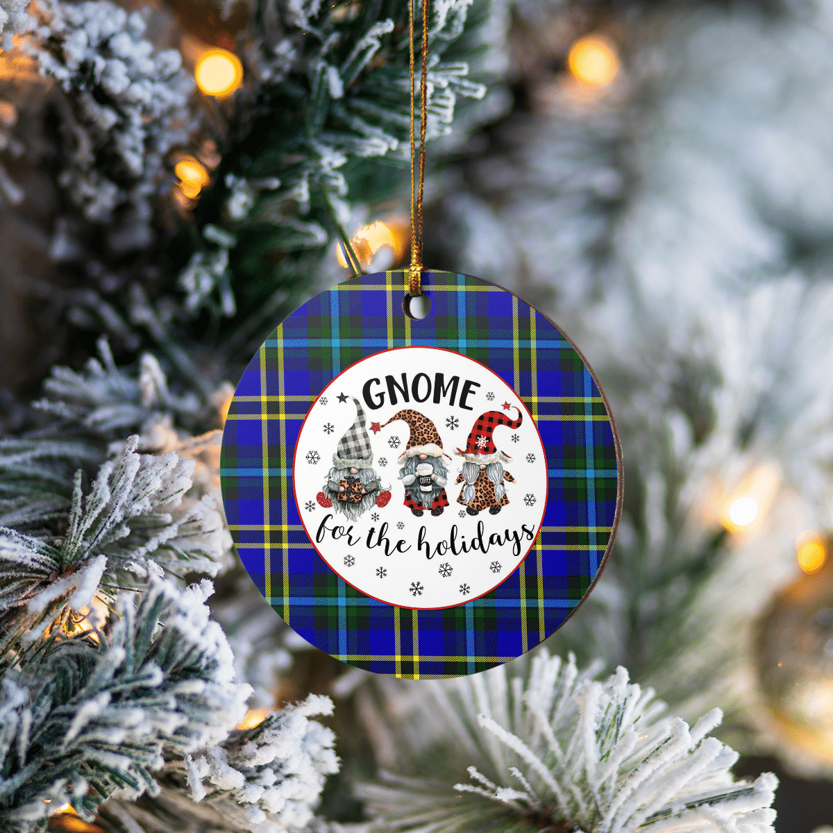 Clan Weir Modern Tartan Tartan Crest Gnome Round Ceramic Ornament NN74 Weir Modern Tartan Tartan Christmas   