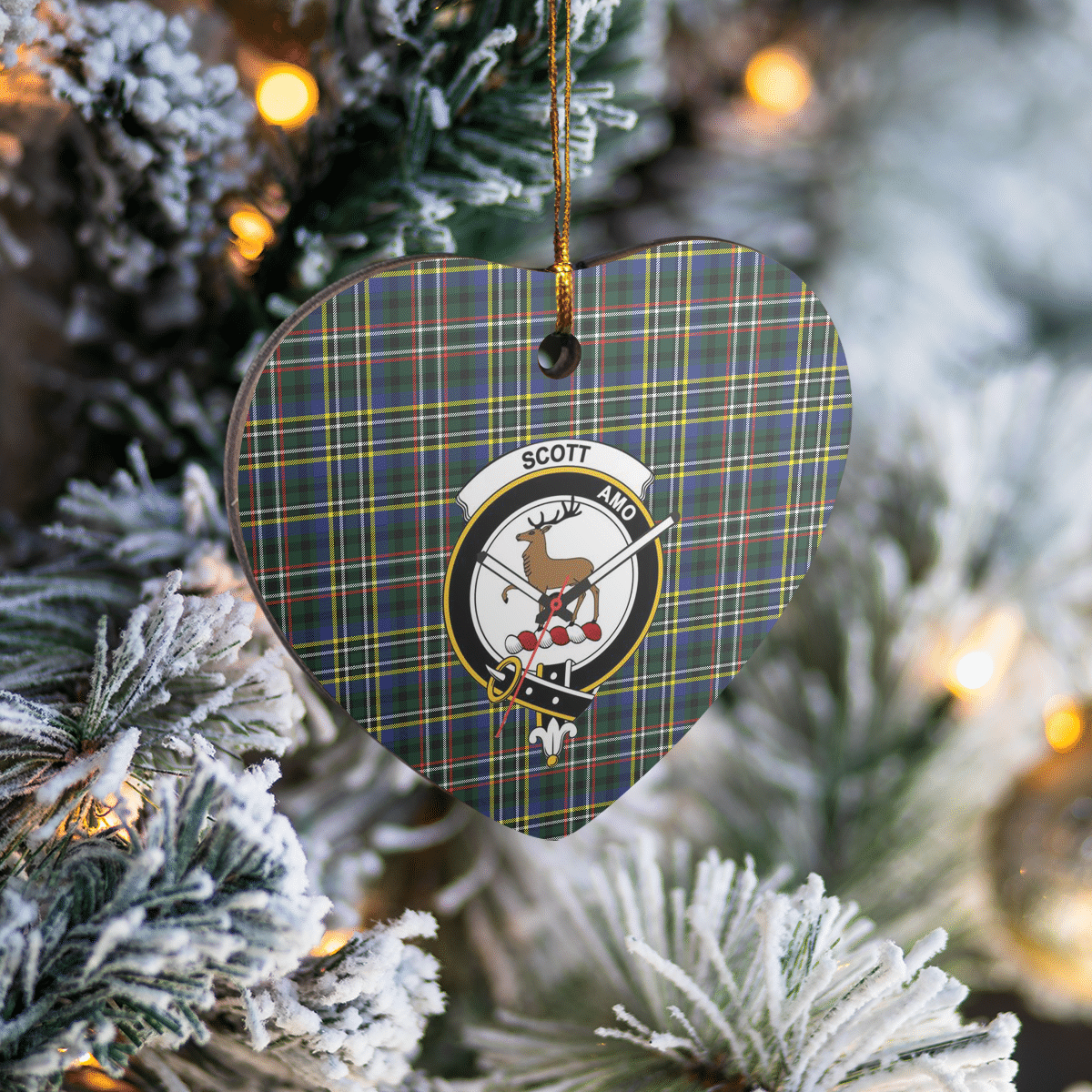 Clan Scott Green Modern Tartan Crest Heart Ceramic Ornament OV87 Scott Green Modern Tartan Tartan Christmas   