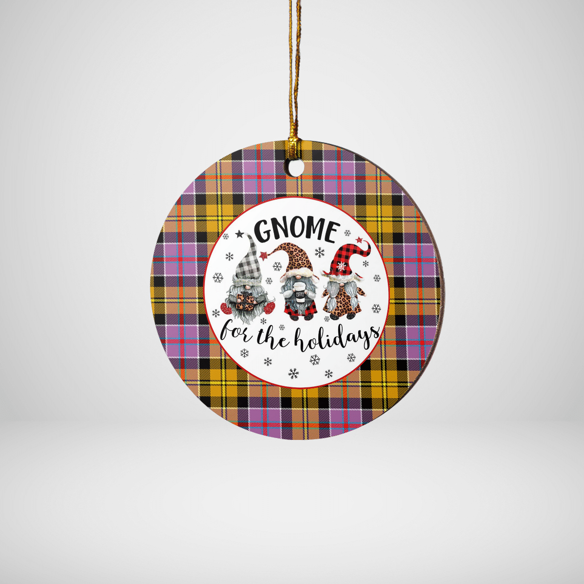 Clan Culloden Ancient Tartan Tartan Crest Gnome Round Ceramic Ornament UD90 Culloden Ancient Tartan Tartan Christmas   