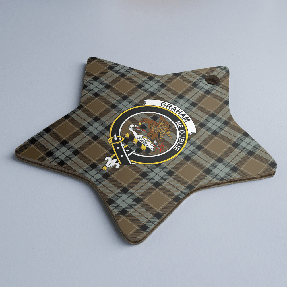 Clan Graham of Menteith Weathered Tartan Crest Star Ceramic Ornament XT39 Graham of Menteith Weathered Tartan Tartan Christmas   