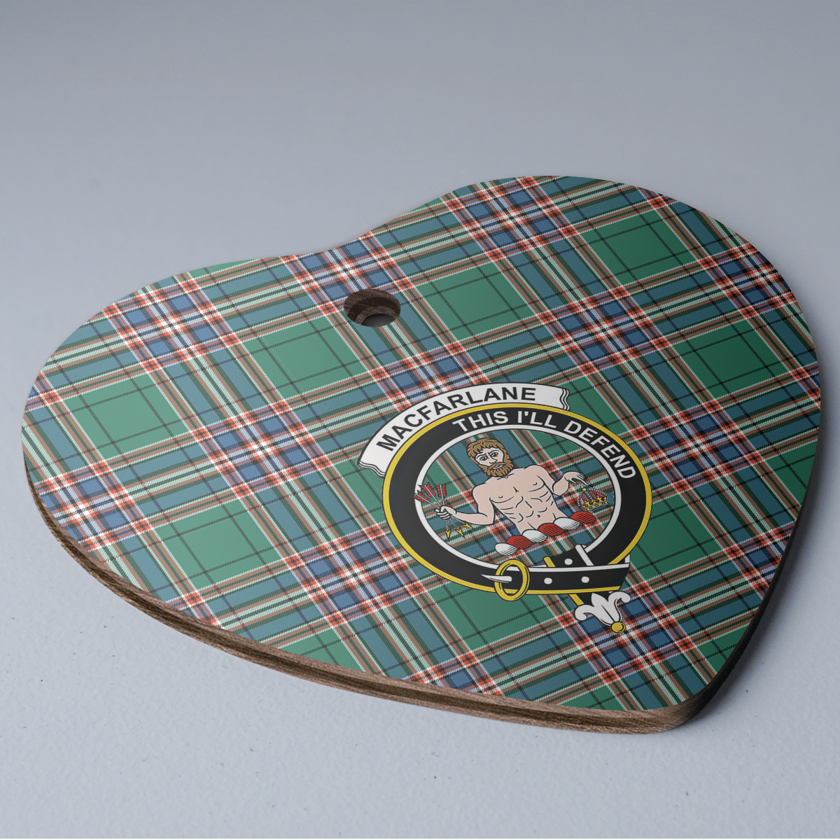 Clan MacFarlane Hunting Ancient Tartan Crest Heart Ceramic Ornament ZI26 MacFarlane Hunting Ancient Tartan Tartan Christmas   
