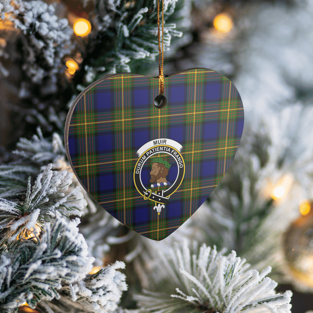 Clan Muir Tartan Crest Heart Ceramic Ornament VH24 Muir Tartan Tartan Christmas   
