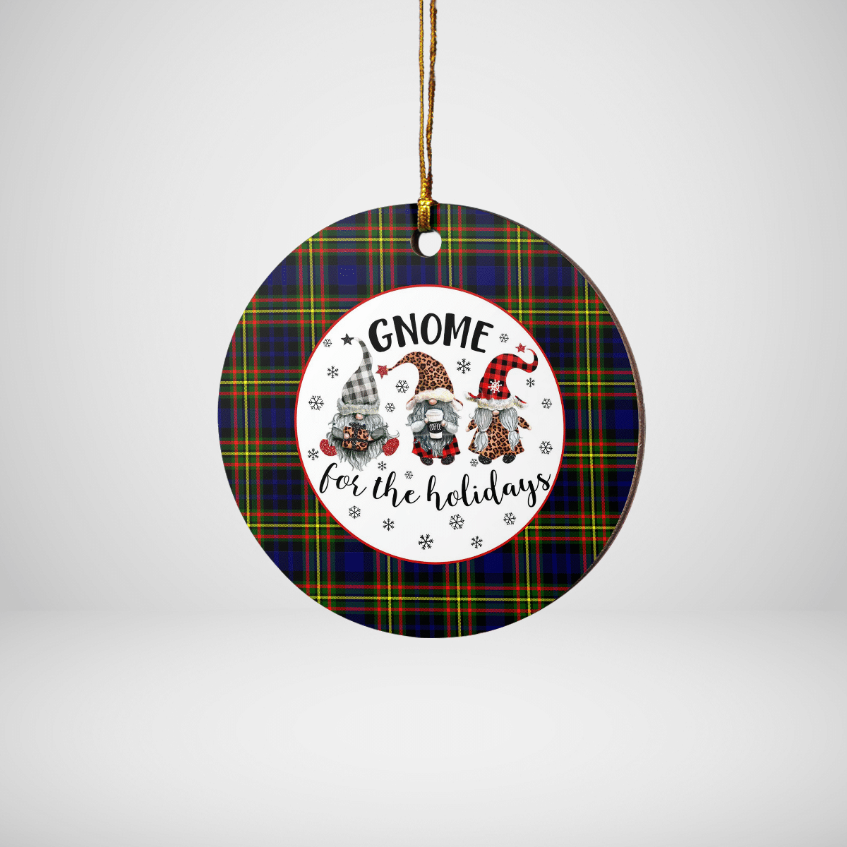 Clan MacLellan Modern Tartan Tartan Crest Gnome Round Ceramic Ornament FY92 MacLellan Modern Tartan Tartan Christmas   