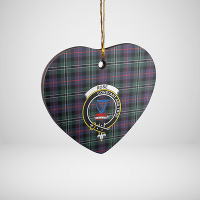 Clan Rose Hunting Modern Tartan Crest Heart Ceramic Ornament