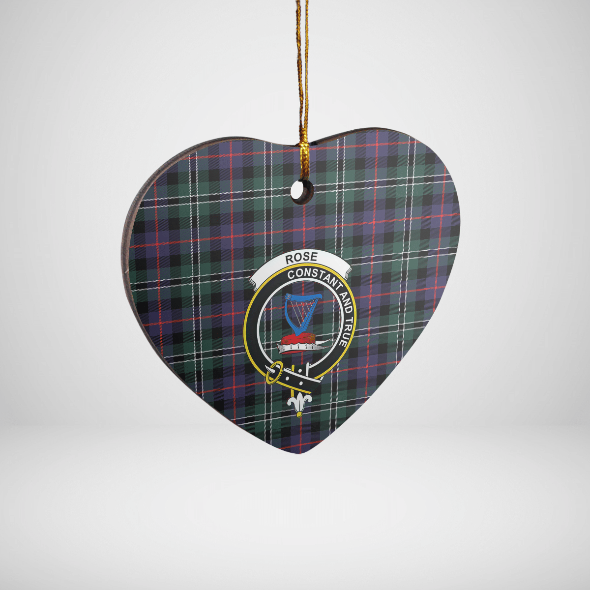 Clan Rose Hunting Modern Tartan Crest Heart Ceramic Ornament SI44 Rose Hunting Modern Tartan Tartan Christmas   