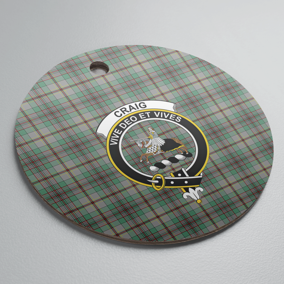 Clan Craig Tartan Crest Round Ceramic Ornament HT69 Craig Tartan Tartan Christmas   