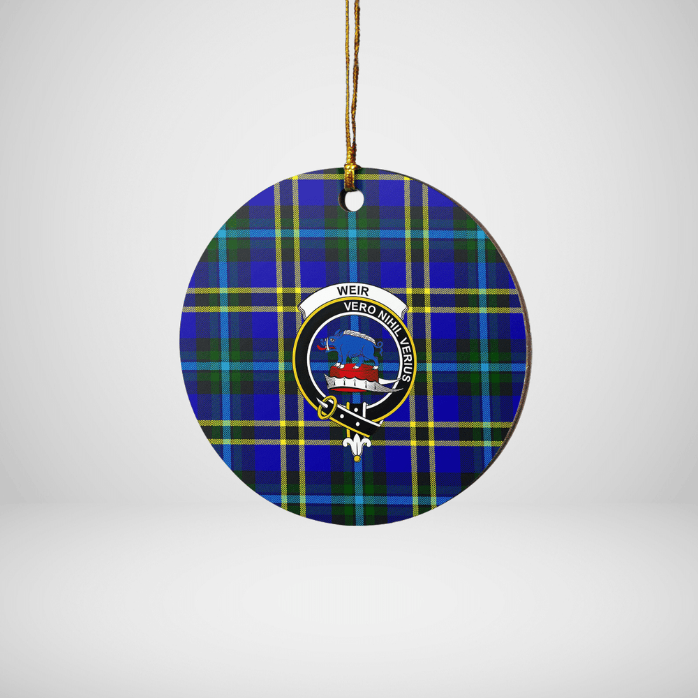 Clan Weir Modern Tartan Crest Round Ceramic Ornament YF34 Weir Modern Tartan Tartan Christmas   