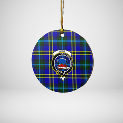 Clan Weir Modern Tartan Crest Round Ceramic Ornament YF34 Weir Modern Tartan Tartan Christmas   