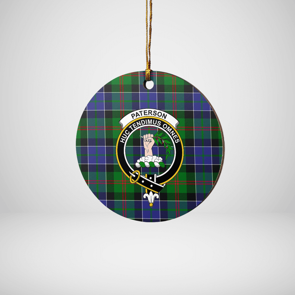 Clan Paterson Tartan Crest Round Ceramic Ornament LF83 Paterson Tartan Tartan Christmas   