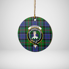 Clan Paterson Tartan Crest Round Ceramic Ornament LF83 Paterson Tartan Tartan Christmas   