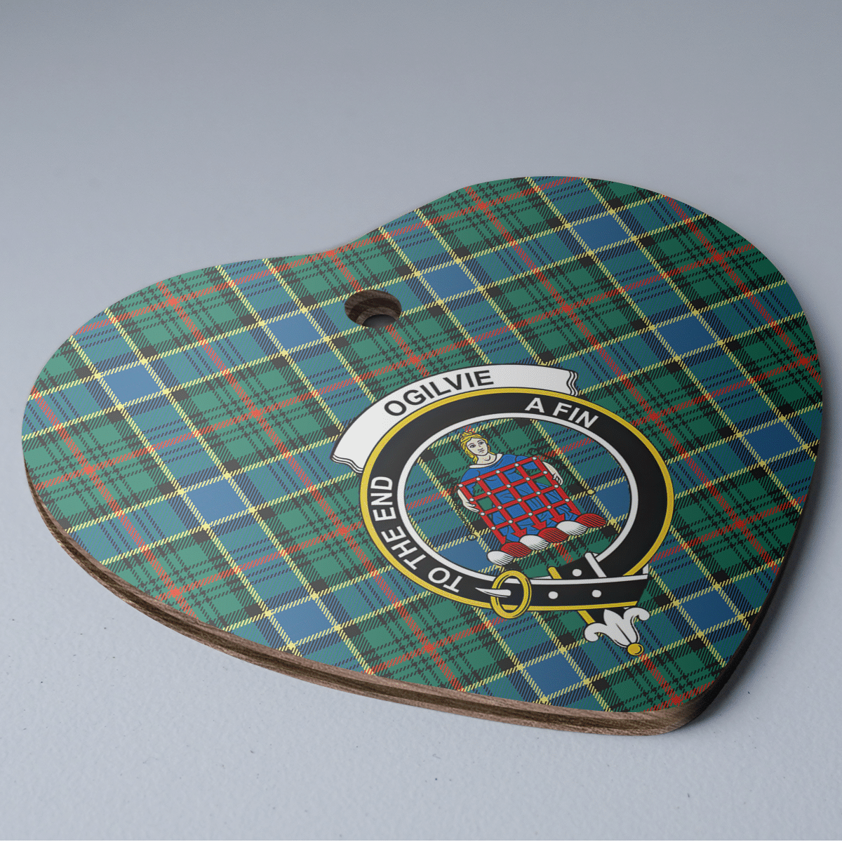 Clan Ogilvie Hunting Ancient Tartan Crest Heart Ceramic Ornament UZ83 Ogilvie Hunting Ancient Tartan Tartan Christmas   
