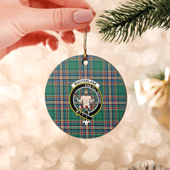 Clan MacFarlane Hunting Ancient Tartan Crest Round Ceramic Ornament MB72 MacFarlane Hunting Ancient Tartan Tartan Christmas   