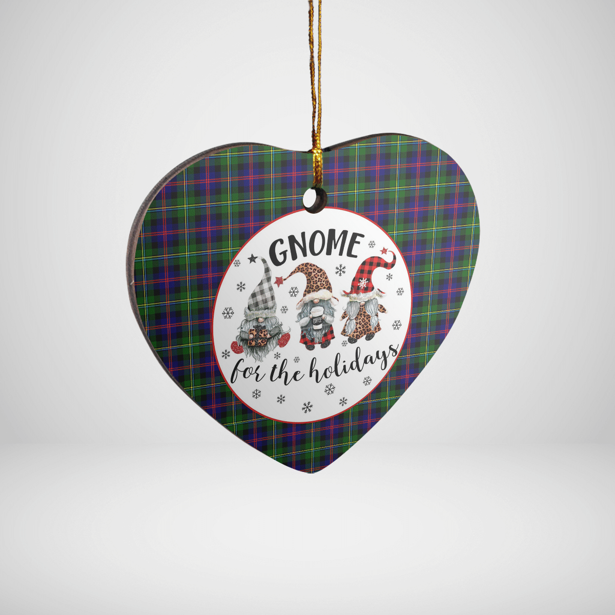 Clan Malcolm Modern Tartan Tartan Crest Gnome Heart Ceramic Ornament BY81 Malcolm Modern Tartan Tartan Christmas   