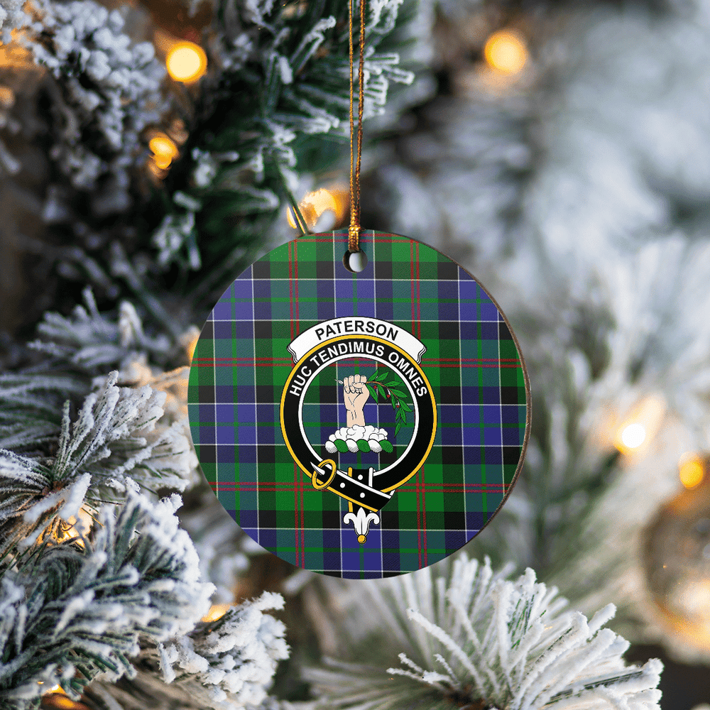 Clan Paterson Tartan Crest Round Ceramic Ornament LF83 Paterson Tartan Tartan Christmas   