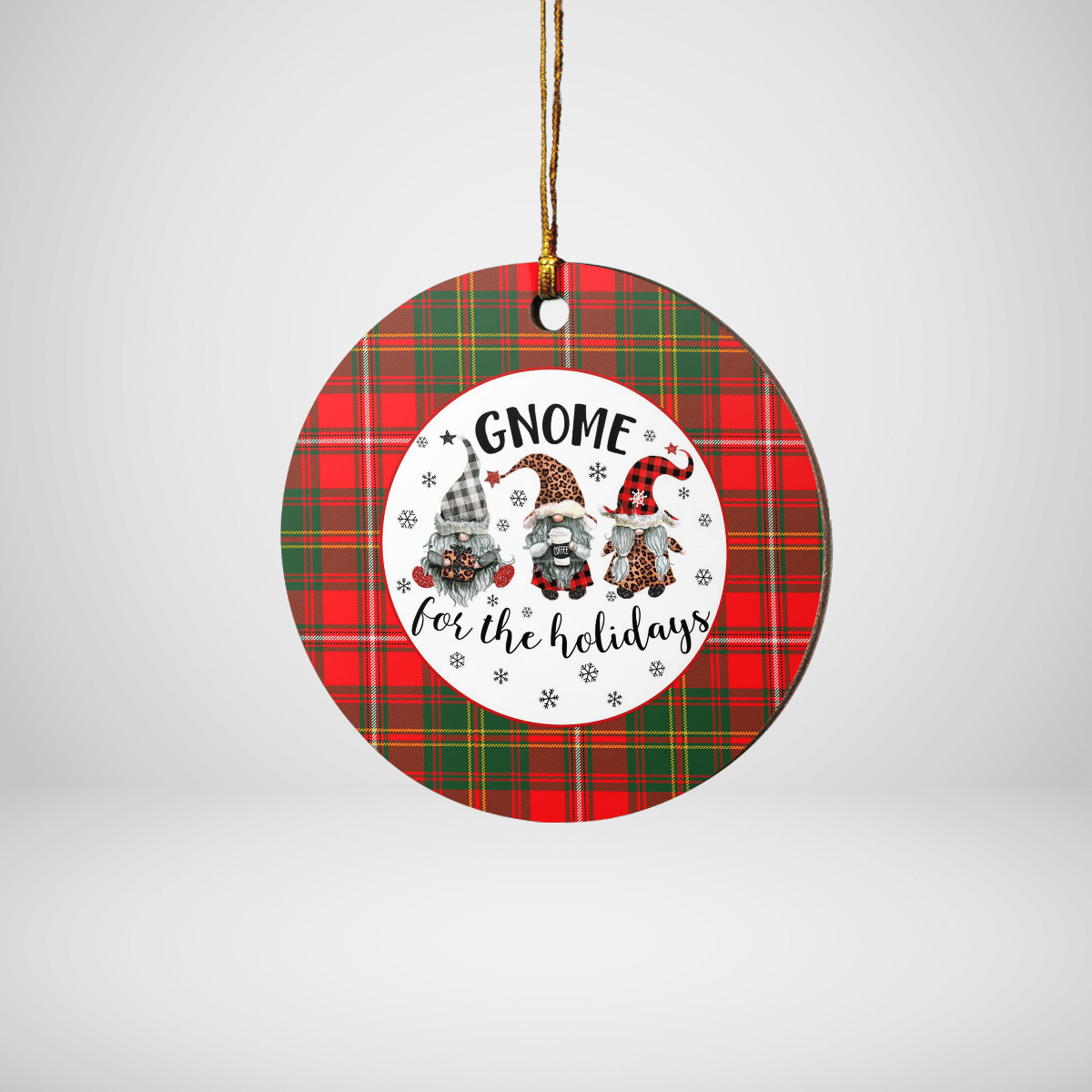 Clan Hay Modern Tartan Tartan Crest Gnome Round Ceramic Ornament IQ64 Hay Modern Tartan Tartan Christmas   
