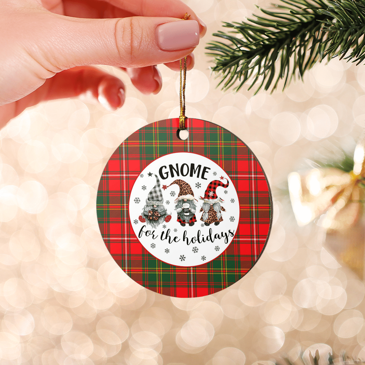 Clan Hay Modern Tartan Tartan Crest Gnome Round Ceramic Ornament IQ64 Hay Modern Tartan Tartan Christmas   