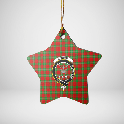Clan Lennox Tartan Crest Star Ceramic Ornament