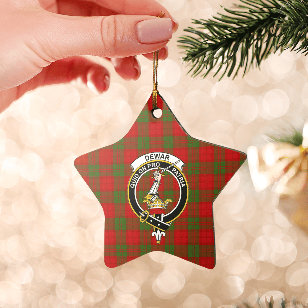 Clan Dewar Tartan Crest Star Ceramic Ornament FC52 Dewar Tartan Tartan Christmas   