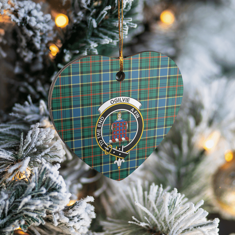 Clan Ogilvie Hunting Ancient Tartan Crest Heart Ceramic Ornament UZ83 Ogilvie Hunting Ancient Tartan Tartan Christmas   