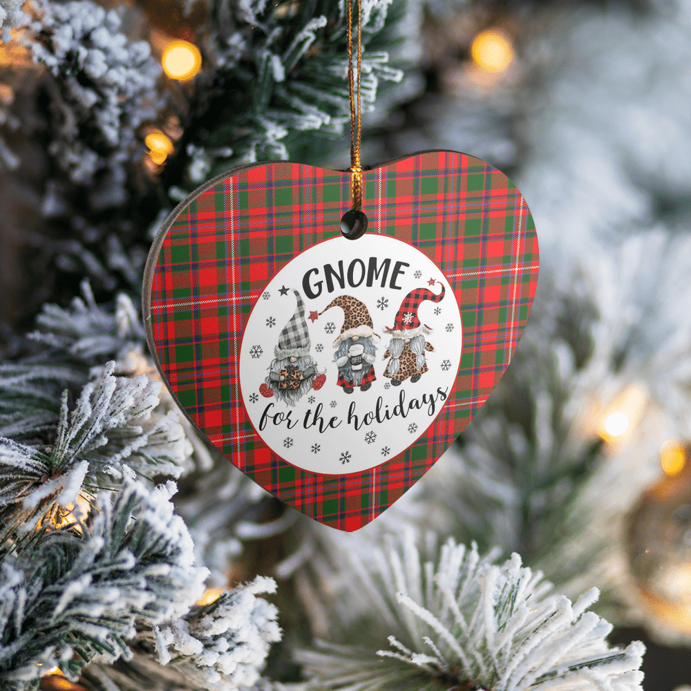 Clan MacKinnon Modern Tartan Tartan Crest Gnome Heart Ceramic Ornament XV77 MacKinnon Modern Tartan Tartan Christmas   