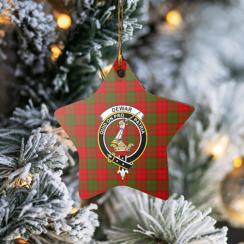Clan Dewar Tartan Crest Star Ceramic Ornament FC52 Dewar Tartan Tartan Christmas   