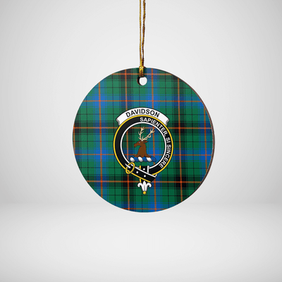 Clan Davidson Ancient Tartan Crest Round Ceramic Ornament