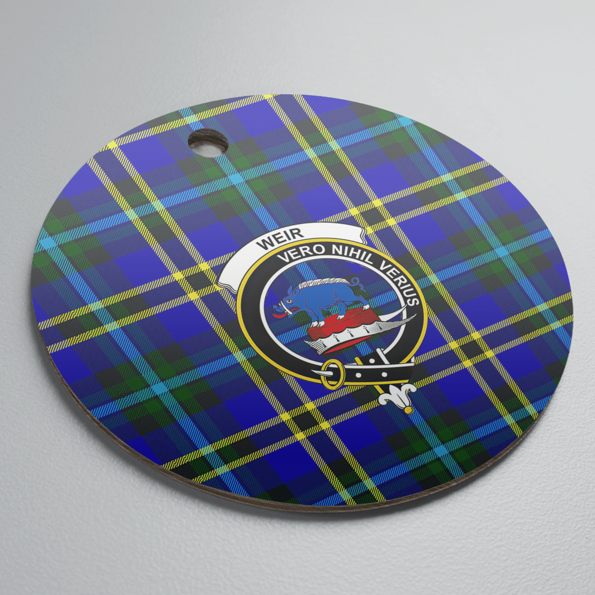 Clan Weir Modern Tartan Crest Round Ceramic Ornament YF34 Weir Modern Tartan Tartan Christmas   