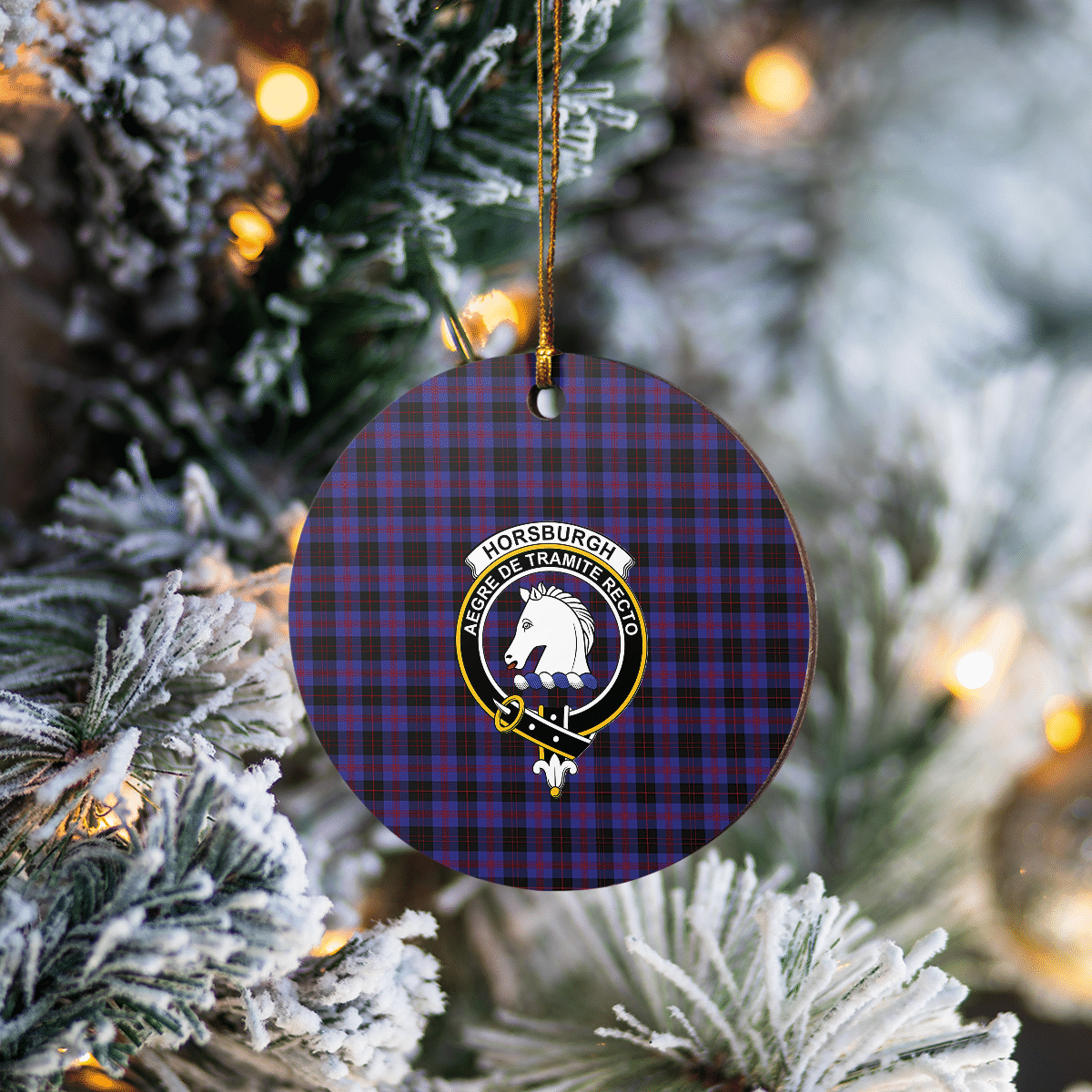 Clan Horsburgh Tartan Crest Round Ceramic Ornament VZ97 Horsburgh Tartan Tartan Christmas   