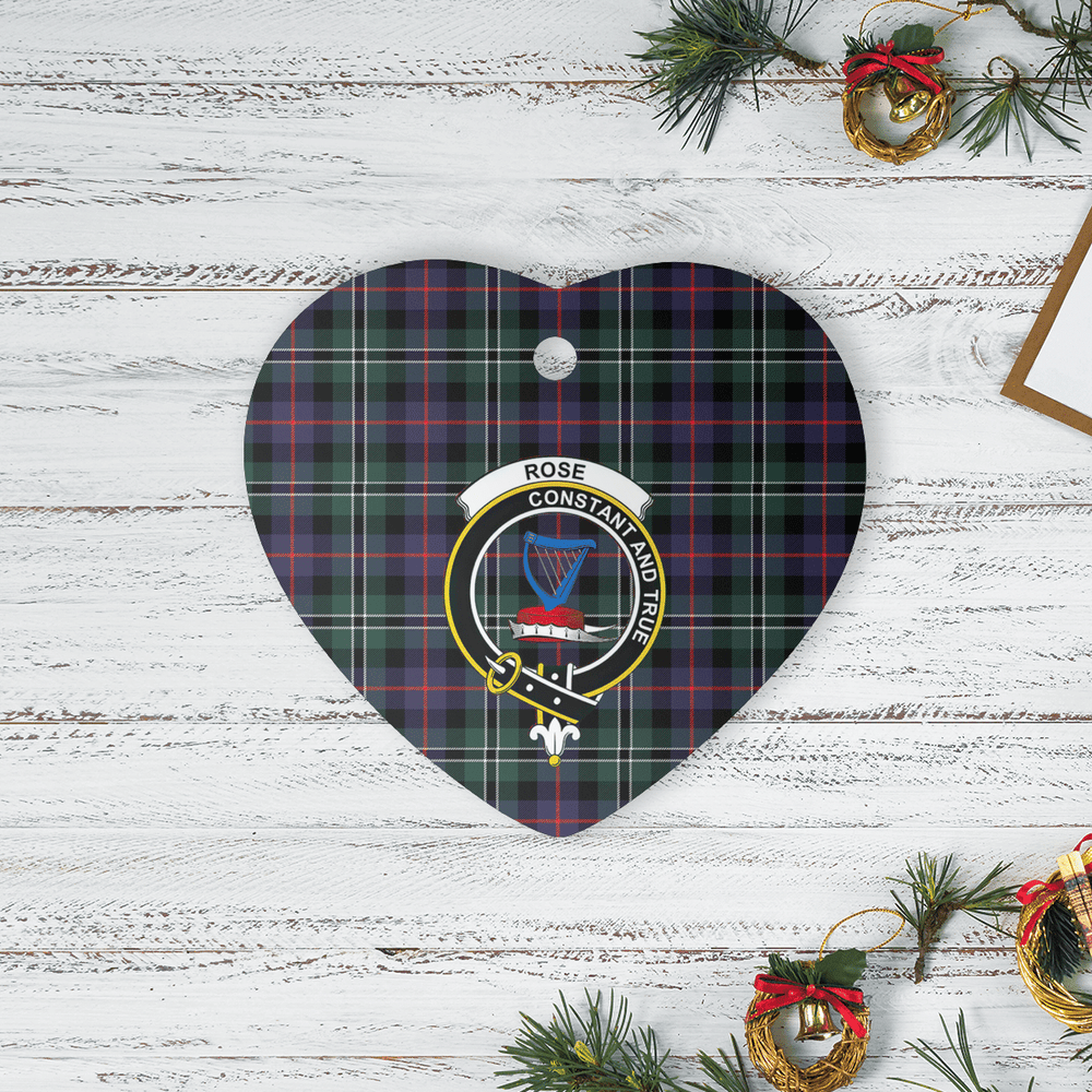 Clan Rose Hunting Modern Tartan Crest Heart Ceramic Ornament SI44 Rose Hunting Modern Tartan Tartan Christmas   