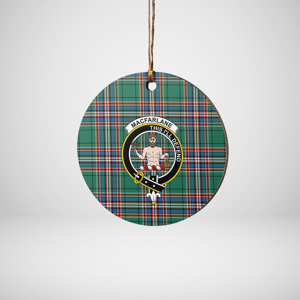 Clan MacFarlane Hunting Ancient Tartan Crest Round Ceramic Ornament MB72 MacFarlane Hunting Ancient Tartan Tartan Christmas   