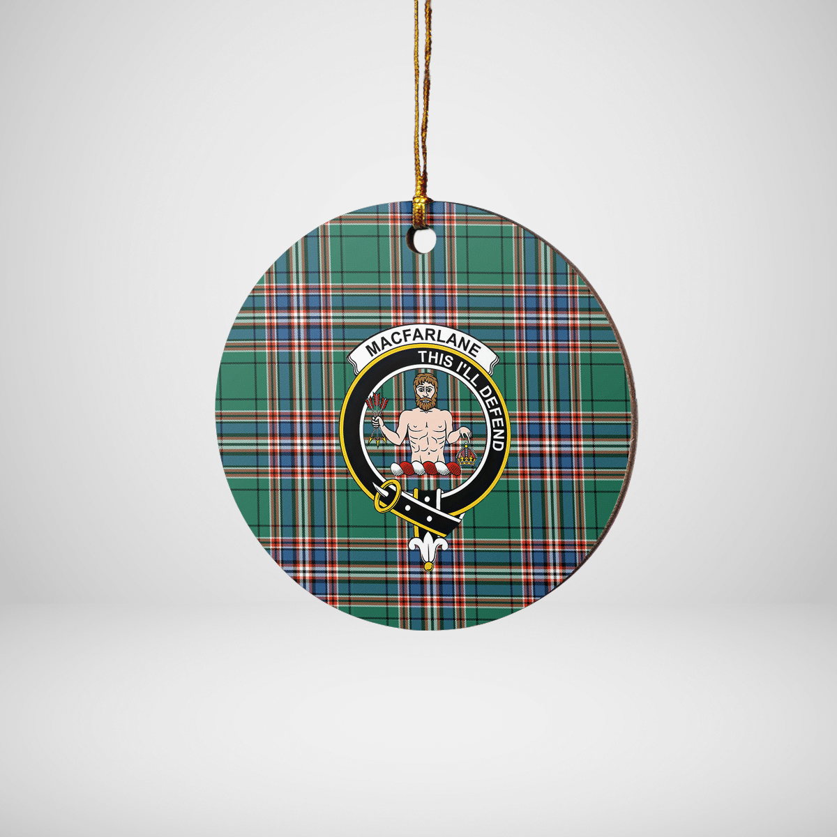 Clan MacFarlane Hunting Ancient Tartan Crest Round Ceramic Ornament MB72 MacFarlane Hunting Ancient Tartan Tartan Christmas   