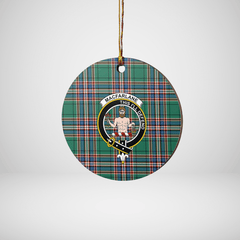 Clan MacFarlane Hunting Ancient Tartan Crest Round Ceramic Ornament MB72 MacFarlane Hunting Ancient Tartan Tartan Christmas   