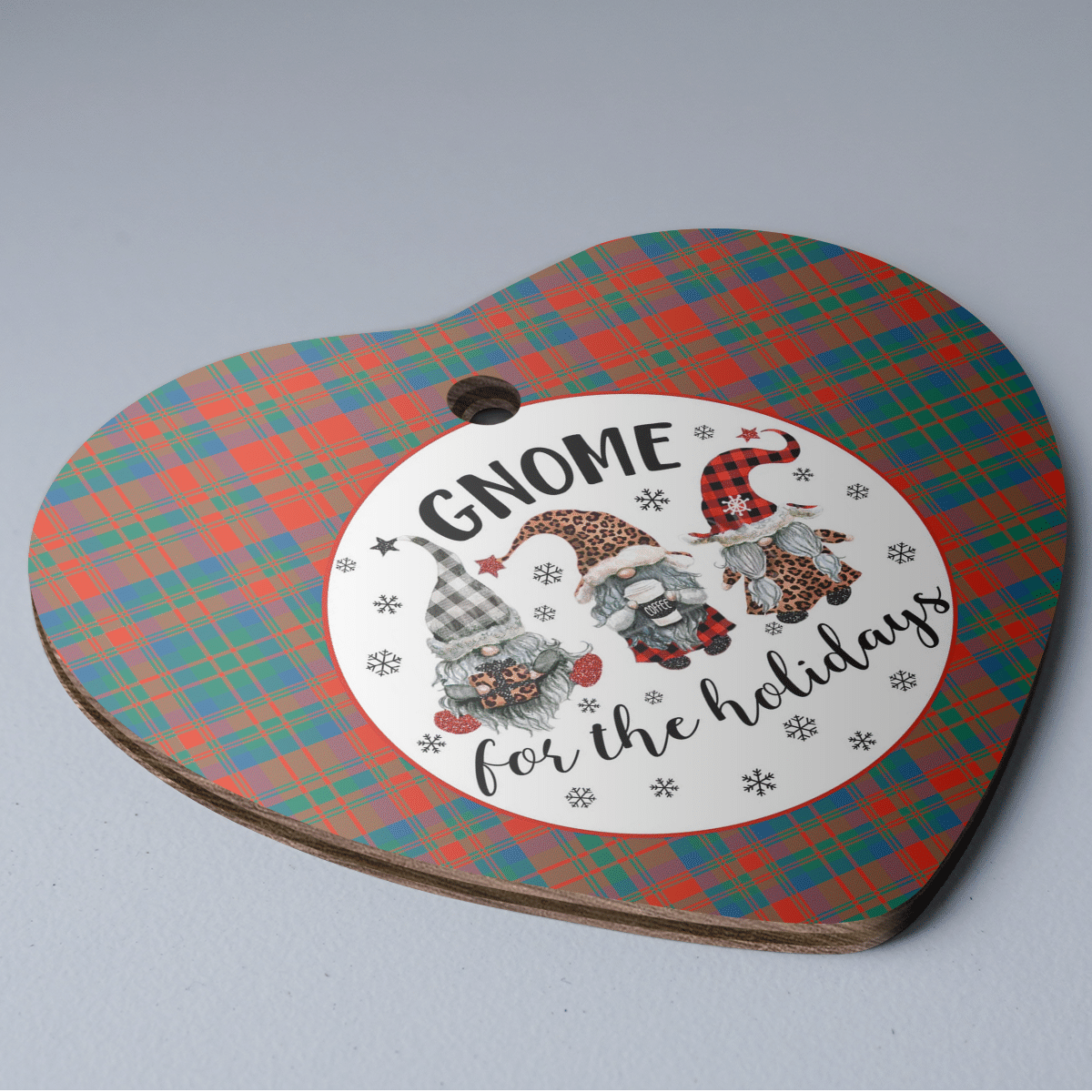 Clan Matheson Ancient Tartan Tartan Crest Gnome Heart Ceramic Ornament VN66 Matheson Ancient Tartan Tartan Christmas   