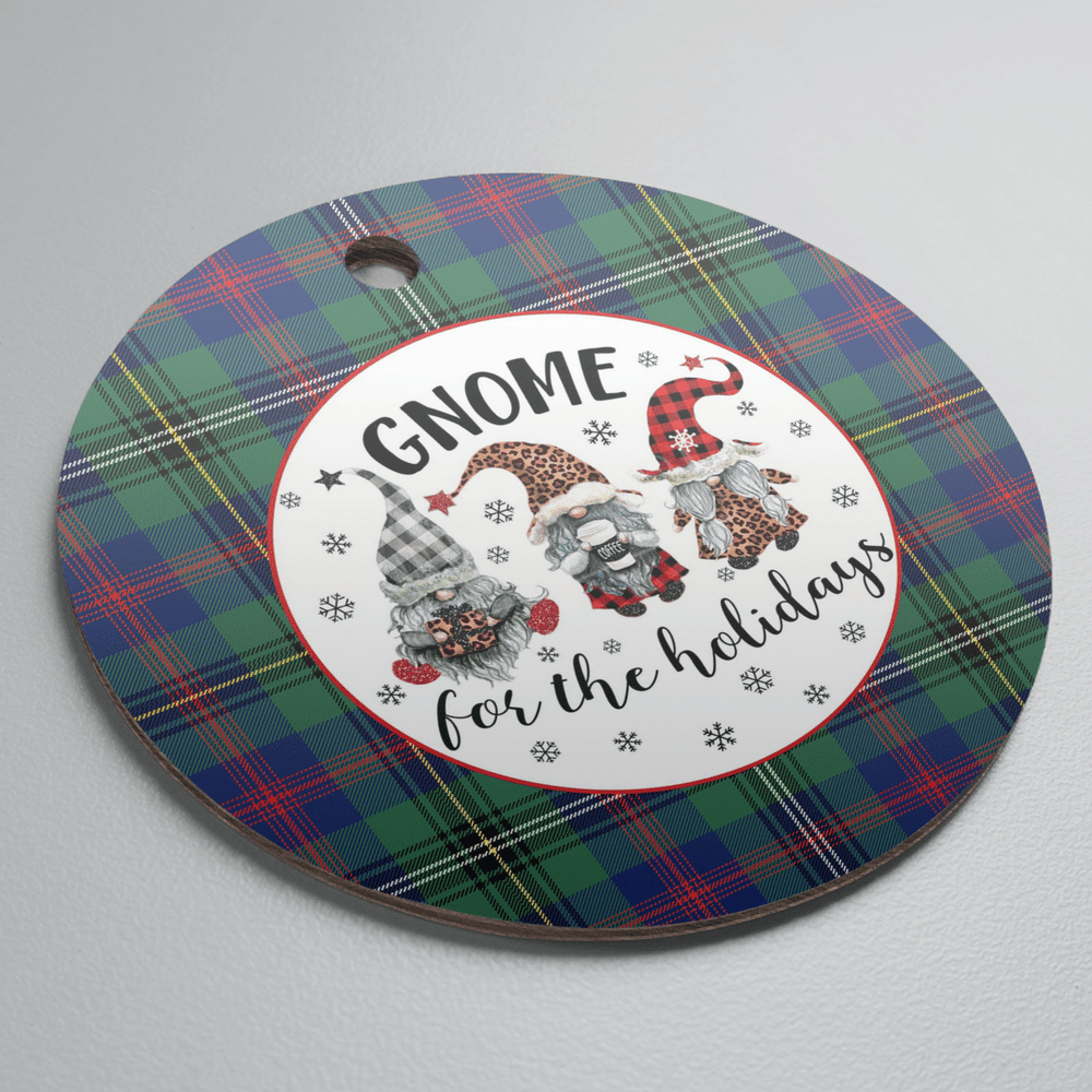 Clan Wood Modern Tartan Tartan Crest Gnome Round Ceramic Ornament RQ84 Wood Modern Tartan Tartan Christmas   