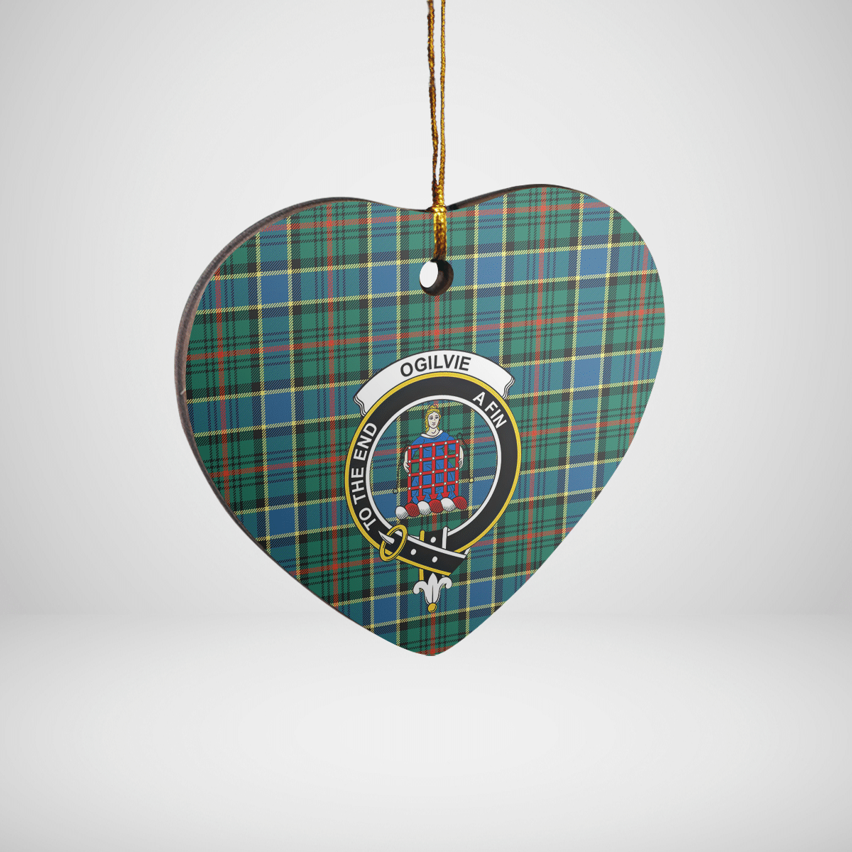 Clan Ogilvie Hunting Ancient Tartan Crest Heart Ceramic Ornament UZ83 Ogilvie Hunting Ancient Tartan Tartan Christmas   