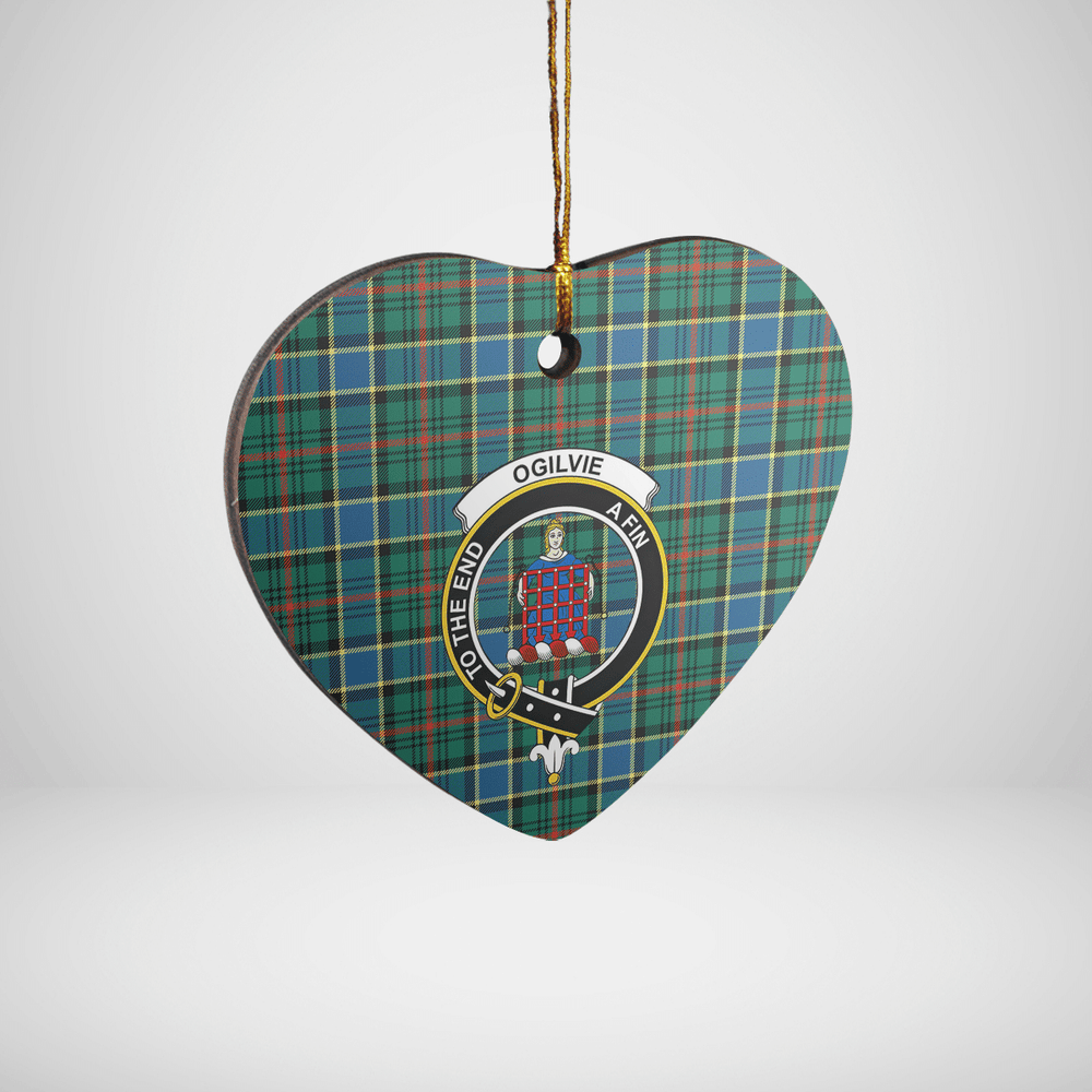 Clan Ogilvie Hunting Ancient Tartan Crest Heart Ceramic Ornament UZ83 Ogilvie Hunting Ancient Tartan Tartan Christmas   