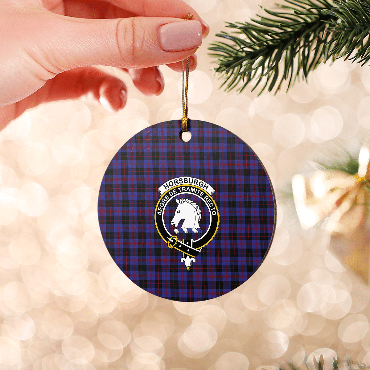 Clan Horsburgh Tartan Crest Round Ceramic Ornament VZ97 Horsburgh Tartan Tartan Christmas   