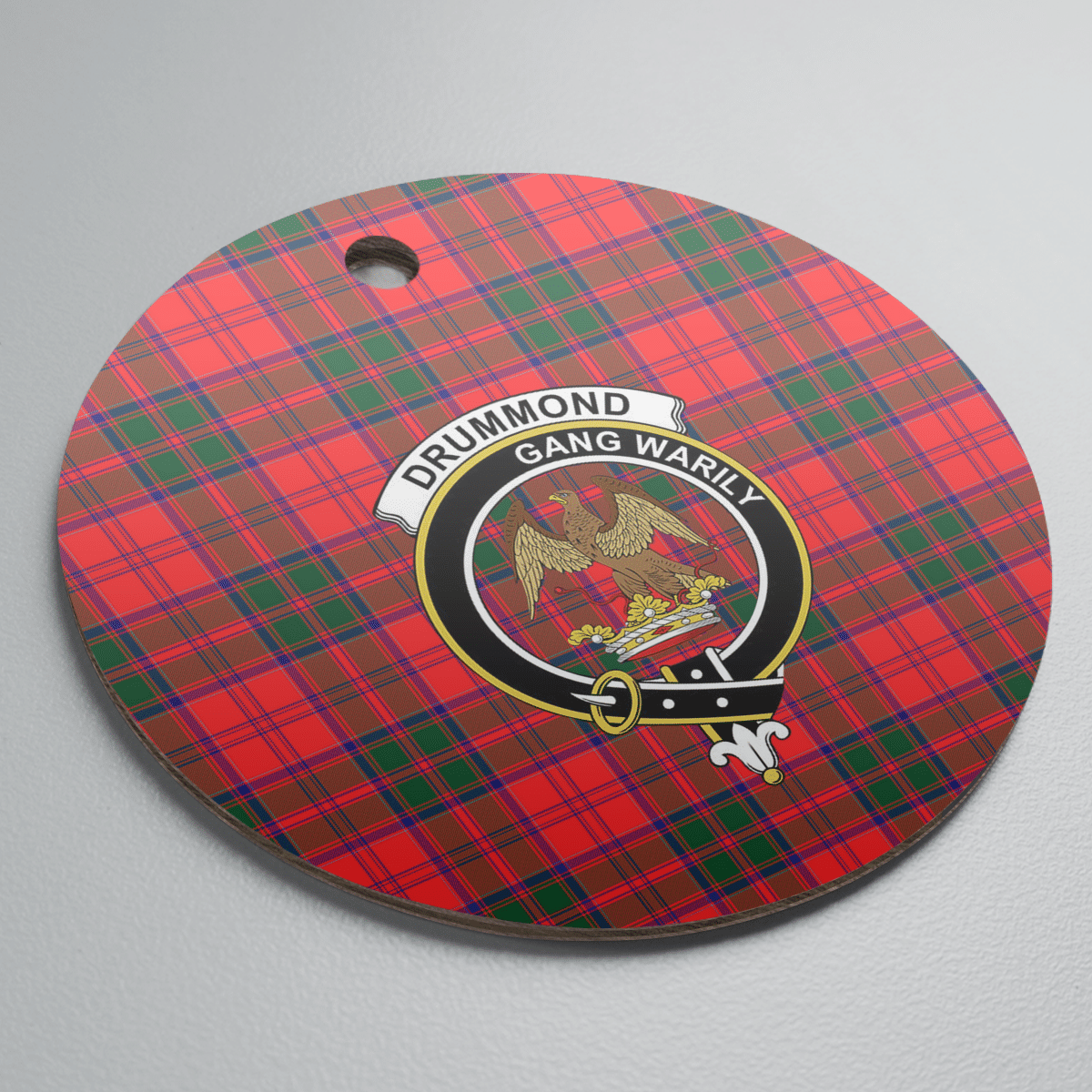 Clan Drummond Modern Tartan Crest Round Ceramic Ornament TN39 Drummond Modern Tartan Tartan Christmas   