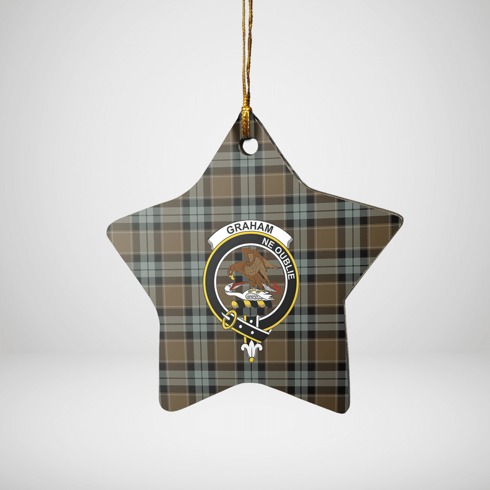 Clan Graham of Menteith Weathered Tartan Crest Star Ceramic Ornament XT39 Graham of Menteith Weathered Tartan Tartan Christmas   