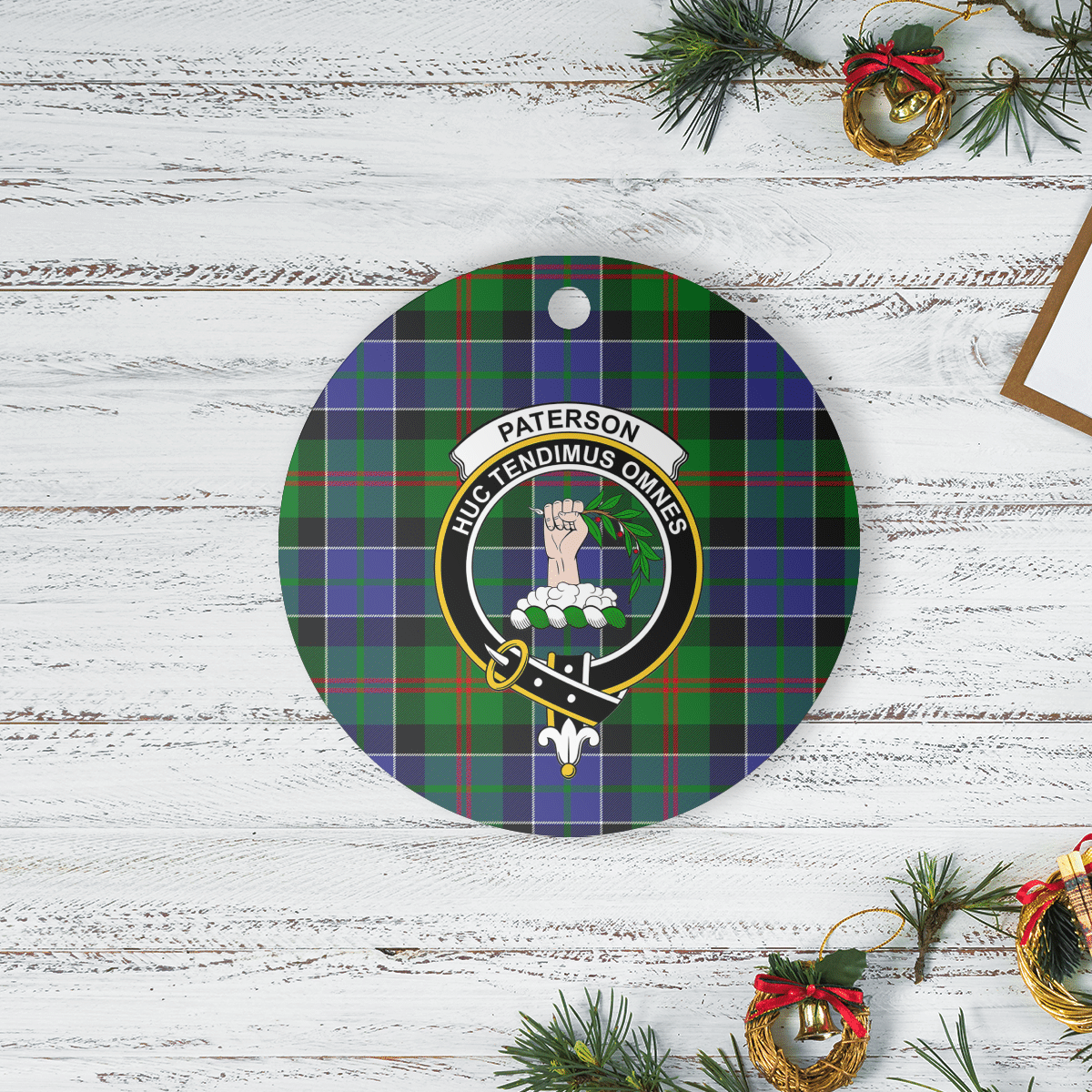 Clan Paterson Tartan Crest Round Ceramic Ornament LF83 Paterson Tartan Tartan Christmas   