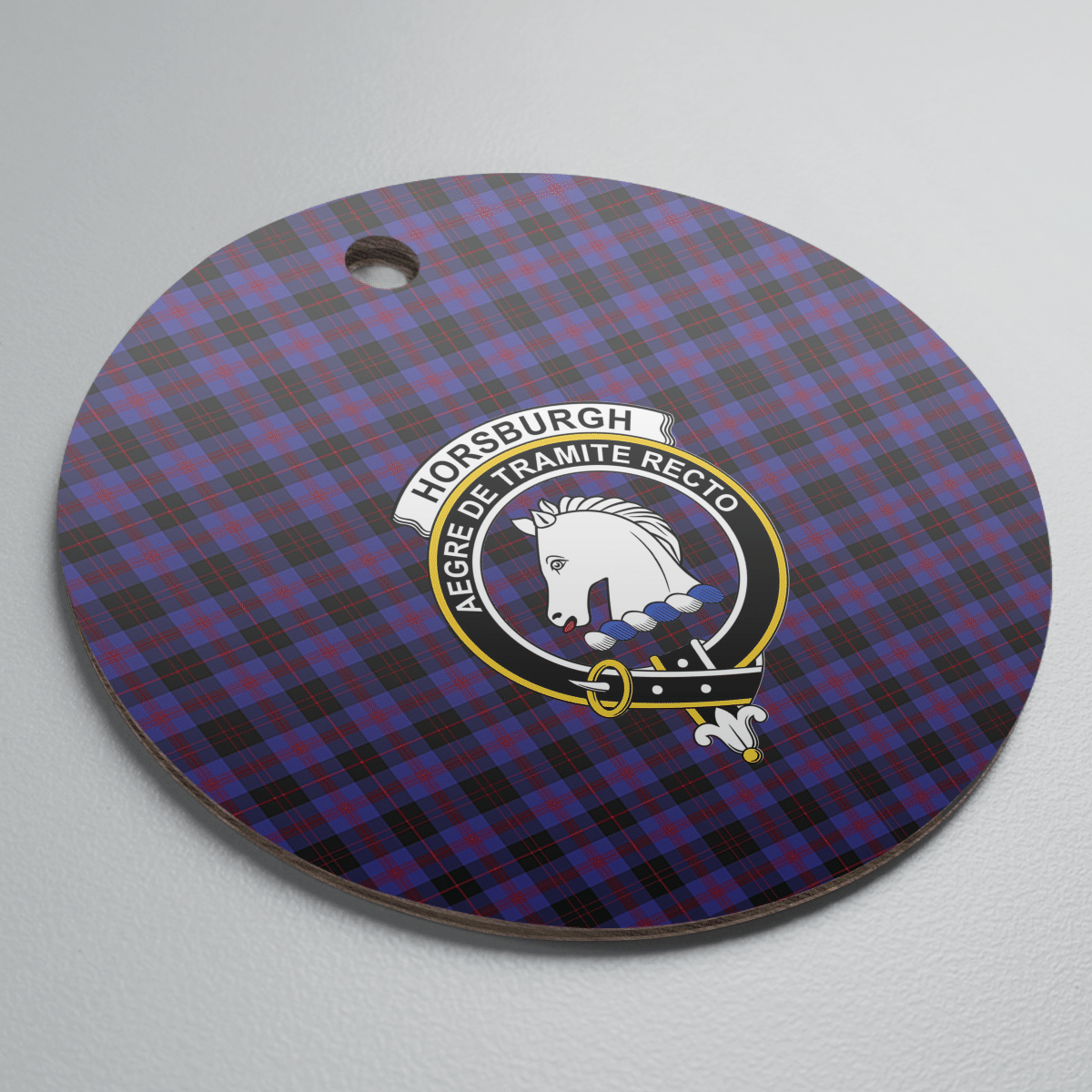 Clan Horsburgh Tartan Crest Round Ceramic Ornament VZ97 Horsburgh Tartan Tartan Christmas   